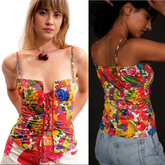 Tyler McGillivary Fruit Sticker Corset in Fruit Stickers Print Medium - Picture 1 of 14
